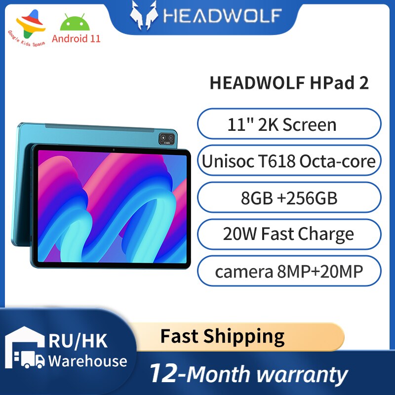 HEADWOLF HPad 2 ȵ̵ º 11ġ, 8GB RAM, 256GB ROM, 4G Lte ȭ ȭ , Ÿھ º PC, Unisoc T618 μ, 7680mAh ͸.